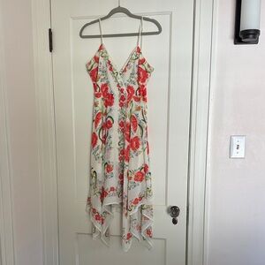Jealous Tomato Asymmetrical Floral Dress - Red and Green